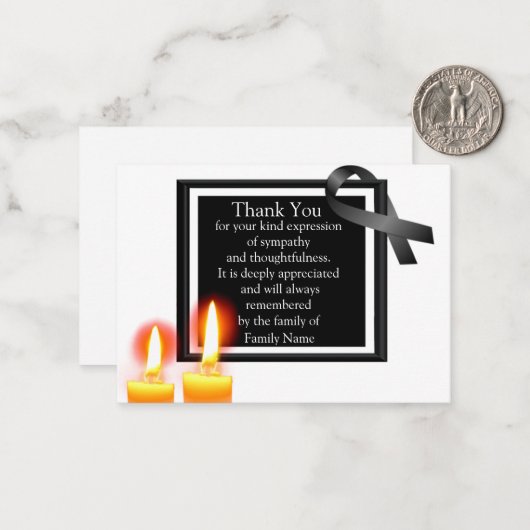 Deux Bougies Après Les Funérailles Merci Cartes (Devant/Arrière en situation)