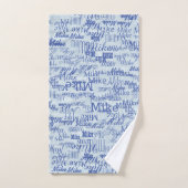 Deux calques (2 tons de bleu) Noms estampillés sur (Serviette à main)