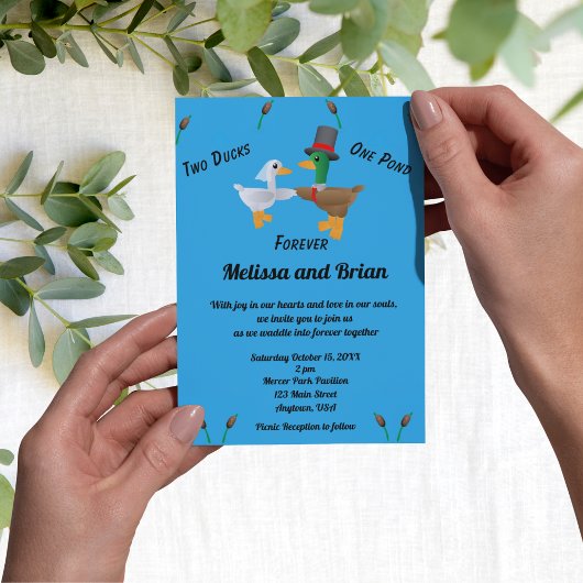Deux Canards Une Étang Invitation de Mariage