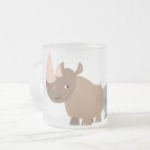Deux caricatures Rhinos en verre dépoli Mug (Devant gauche)