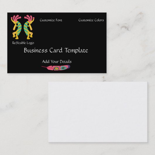 Deux Carte de visite de logo Kokopelli (Devant / Derrière)
