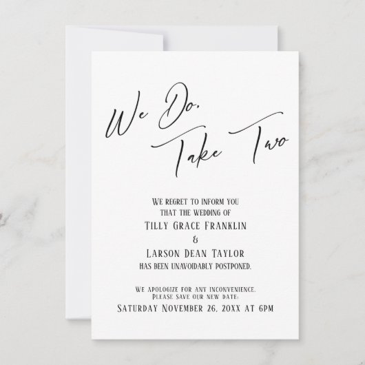 Deux : Carte simple Mariage retardée (Devant)