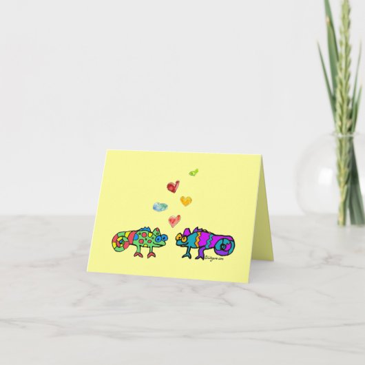 Deux cartes de la Saint-Valentin de caméléon de de (Devant)