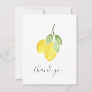 Deux Cartes de remerciements citrons aquarelles
