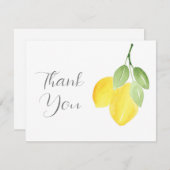 Deux Cartes de remerciements citrons aquarelles (Devant / Derrière)