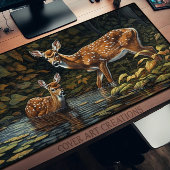 Deux Cerfs Blanches Se Refroidissent Dans Le Brook