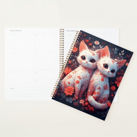 Deux chatons blancs et fleurs (Devant avec enveloppe)