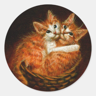 Deux chatons dans les autocollants de panier