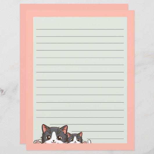 Deux chatons gris sur papier doublé (Devant / Derrière)