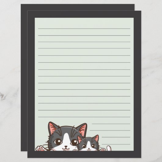 Deux chatons gris sur une doublée de papier gris (Devant / Derrière)