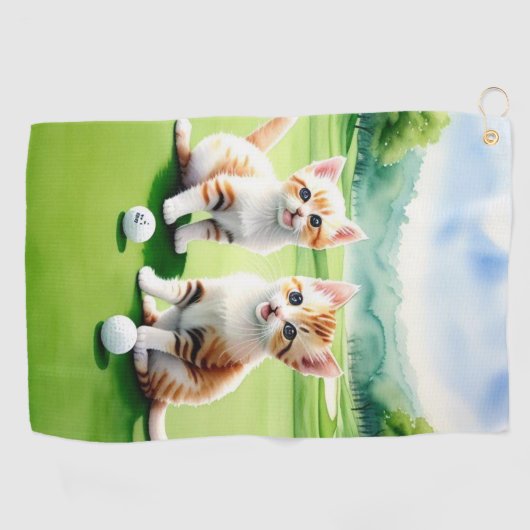 Deux chatons Jouant Serviette de golf (Horizontal)