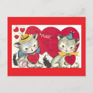 Deux chatons mignons carte postale vintage de la S