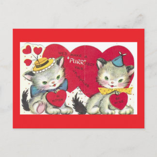 Deux chatons mignons carte postale vintage de la S