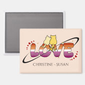 Deux chats amoureux Magnet Drapeau Lesbien Coucher (Recto/Verso)