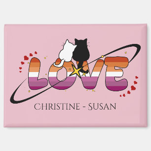 Deux chats amoureux Magnet Drapeau Lesbien Coucher