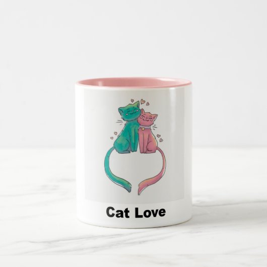 Deux Chats En Amour Illustration Mug (Centre)