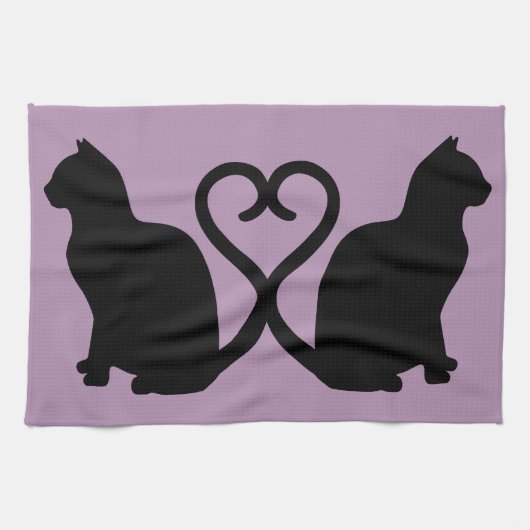 Deux chats en amour Silhouette Serviette de cuisin (Horizontal)