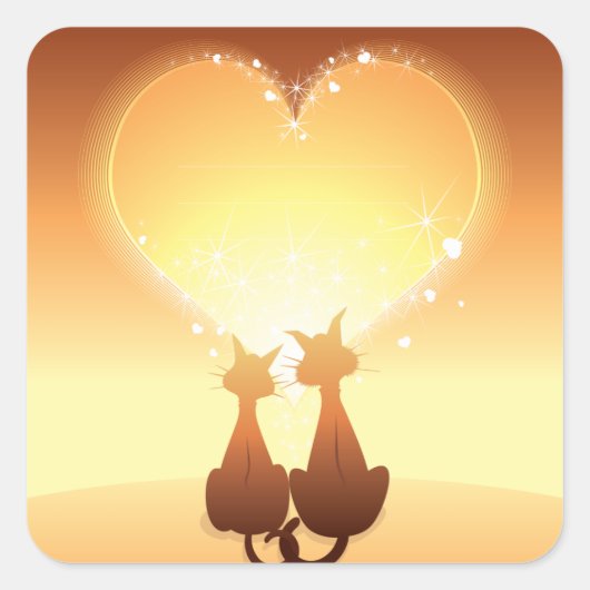 Deux Chats En Stickers Amour (Devant)