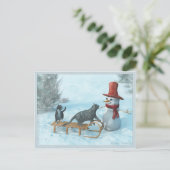 Deux chats et une carte postale de Snowman (Debout devant)
