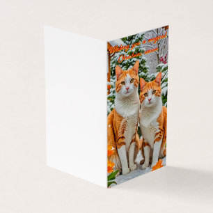 Deux chats joyeux orange et blanc Carte Cheistmas