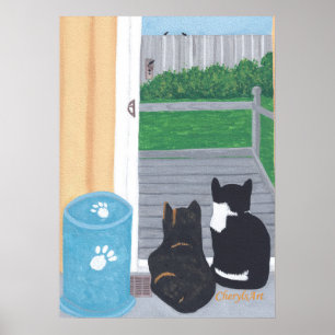 Deux chats mignons Affiches du pont d'observation 