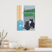 Deux chats mignons Affiches du pont d'observation  (Cuisine)