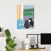 Deux chats mignons Affiches du pont d'observation  (Bureau à domicile)
