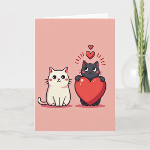 Deux chats mignons carte d'amour