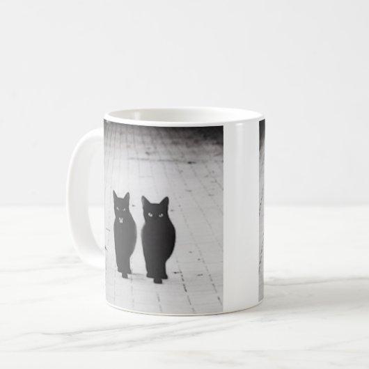 Deux chats noirs classique Mug de café (Devant gauche)