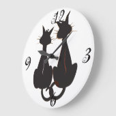 Deux chats noirs Mur Horloge (Angle)