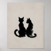 Deux Chats Silhouette Poster Mural (Devant)