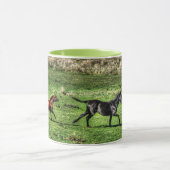 Deux Chevaux De Ranch Joueurs Photo Mug (Centre)