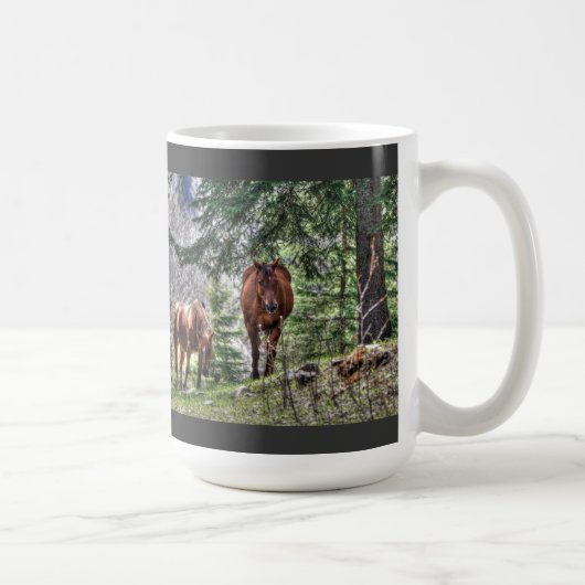 Deux chevaux et la Mug Boire Photo Forêt (Droite)
