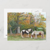 Deux chevaux et un wagon gitan - Carte postale (Devant / Derrière)