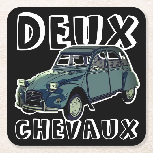 Deux Chevaux Vierkante Kartonnen Onderzetter (Voorkant)
