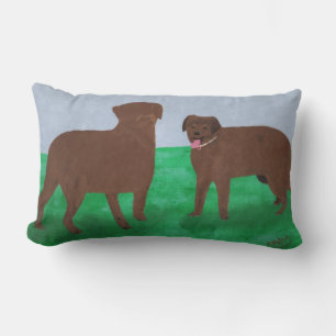 Deux chiens bruns rectangle lombaire coussin