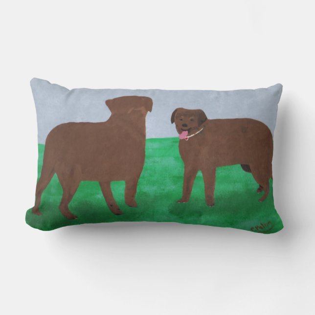 Deux chiens bruns rectangle lombaire coussin (Recto)