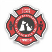 Deux Chiens Deux Chats Sticker D'Alerte Pour Anima (Devant)