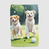 Deux Chiens Jouant Serviette De Golf (Devant)