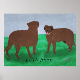 Deux chiens Soyons amis Affiches