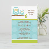 Deux Chouettes bleues Invitations de douche pour b (Debout devant)