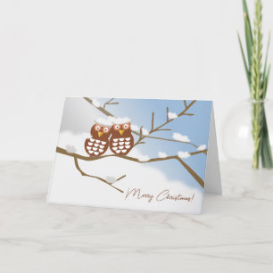 Deux Chouettes Cute Owl Noël Carte Vacances
