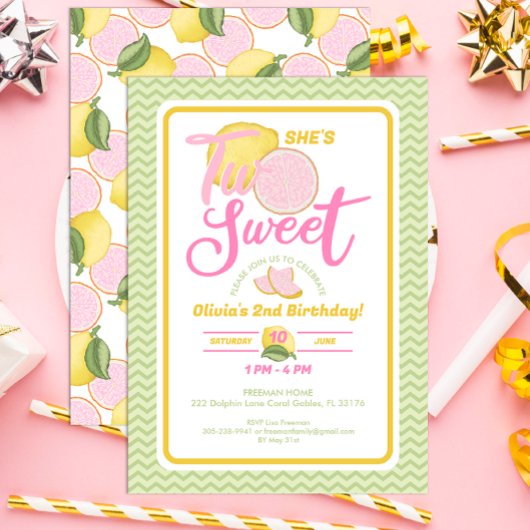 Deux citron doux 2e invitation anniversaire