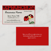 Deux coccinelles sur des cartes de visite d'une (Devant / Derrière)