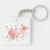 Deux cochons de dessin animé mignons en porte-clés (Dos)