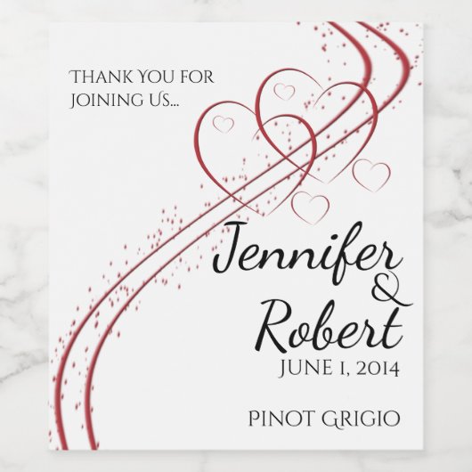 Deux Coeurs comme un seul Étiquette de vin (Étiquettes simples)