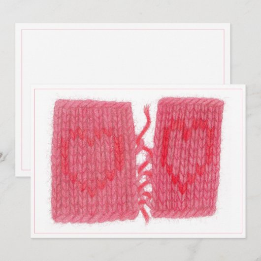DEUX COEURS COUSUS Carte plate 5x7 (Devant / Derrière)