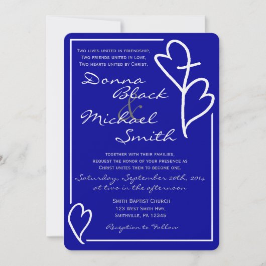 Deux coeurs croisent les invitations religieuses (Devant)