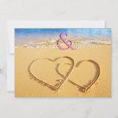 Deux coeurs dans la Faire-part de mariage de sable (Devant)