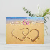 Deux coeurs dans la Faire-part de mariage de sable (Debout devant)